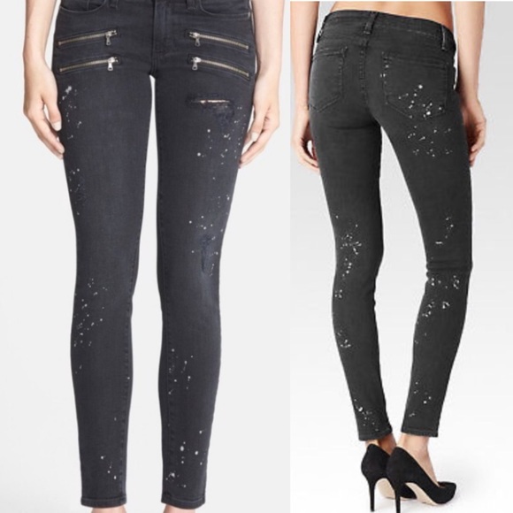 Paige Edgemont Midrise Skinny Jeans in Nightlife Destructed No Whiskers Wash - Picture 2 of 13